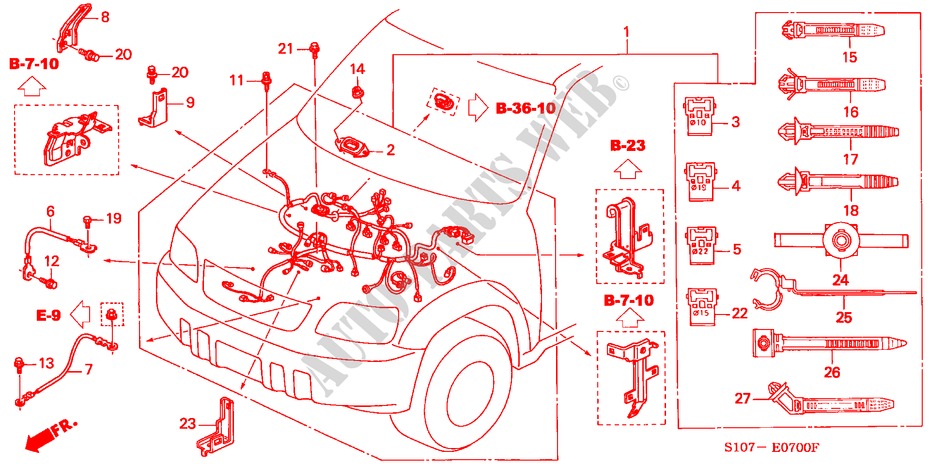 ENGINE WIRE HARNESS (LH) for Honda CR-V RVI 5 Doors 5 speed manual 1998
