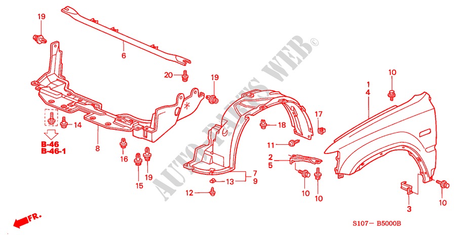 FRONT FENDERS for Honda CR-V RVI 5 Doors 5 speed manual 1998