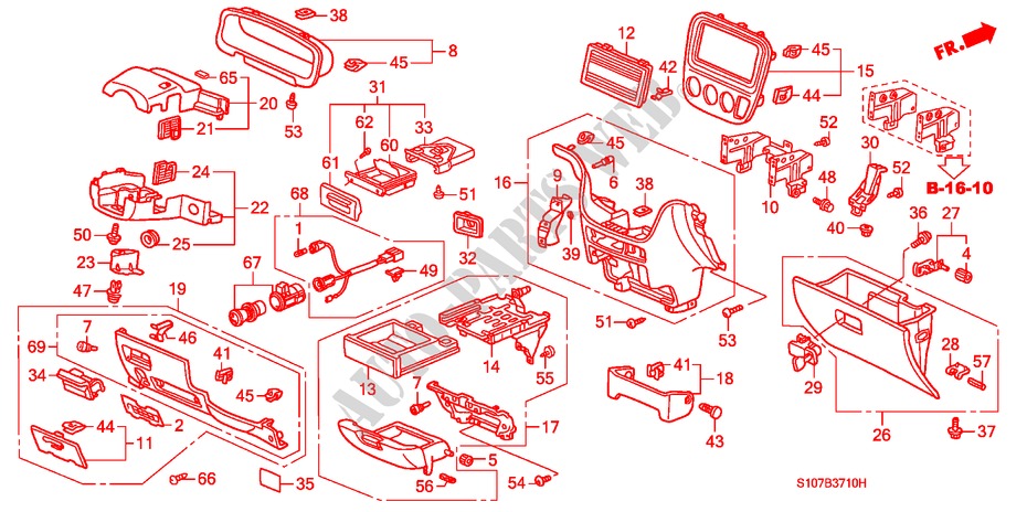 INSTRUMENT PANEL GARNISH (LH) for Honda CR-V RVI 5 Doors 5 speed manual 1998
