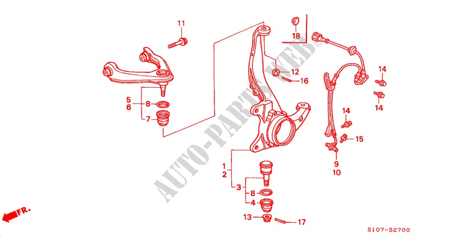 KNUCKLE for Honda CR-V RVSI 5 Doors 5 speed manual 2000