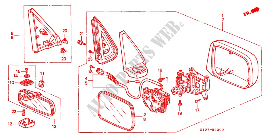 MIRROR for Honda CR-V RVSI 5 Doors 5 speed manual 2000