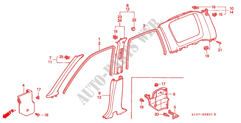 PILLAR GARNISH (RH) for Honda CR-V RVI 5 Doors 4 speed automatic 2000