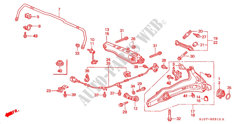 REAR STABILIZER/REAR LOWER ARM for Honda CR-V RVI 5 Doors 5 speed manual 1998