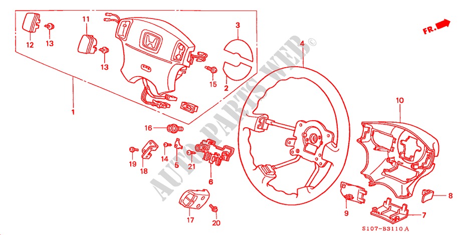 STEERING WHEEL (SRS) for Honda CR-V RVSI 5 Doors 4 speed automatic 2000