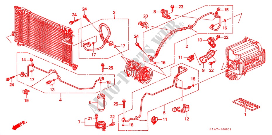 AIR CONDITIONER (HOSES/PIPES)(RH) for Honda ACCORD 1.6IS 4 Doors 5 speed manual 1999