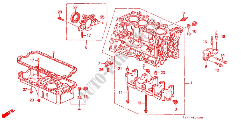 CYLINDER BLOCK/OIL PAN (1.6L) for Honda ACCORD 1.6IS 4 Doors 5 speed manual 1999