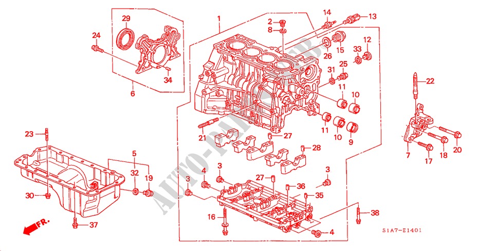 CYLINDER BLOCK/OIL PAN (1.8L/2.0L) for Honda ACCORD 1.8ILS         7CV 4 Doors 5 speed manual 1999