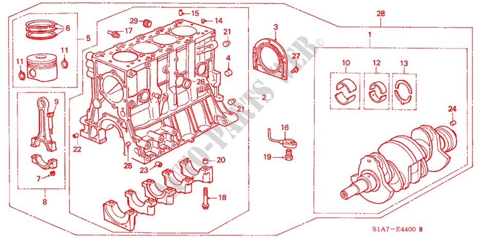 CYLINDER BLOCK/PISTON/ CRANKSHAFT (DIESEL) for Honda ACCORD 2.0ITD 4 Doors 5 speed manual 1999