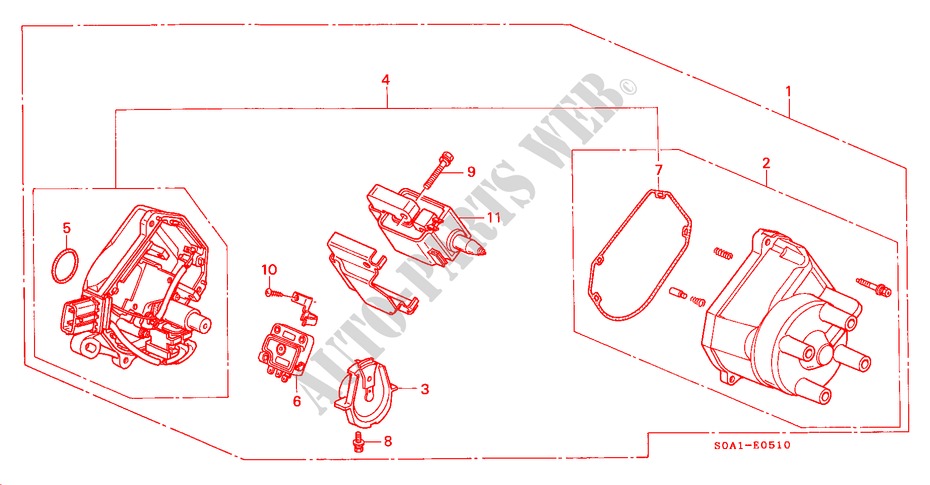 DISTRIBUTOR (LUCAS AUTOMOTIVE LTD.) for Honda ACCORD 1.8ILS         7CV 4 Doors 5 speed manual 1999