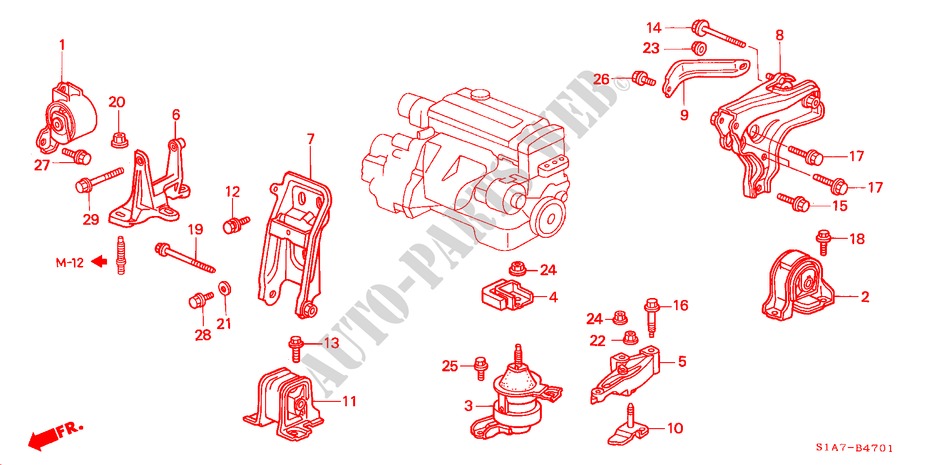 ENGINE MOUNTS (MT) (1.8L/2.0L/2.2L) for Honda ACCORD TYPE R 4 Doors 5 speed manual 1999