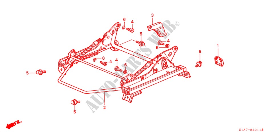 FRONT SEAT COMPONENTS (L.)(2) for Honda ACCORD 1.6IS 4 Doors 5 speed manual 1999