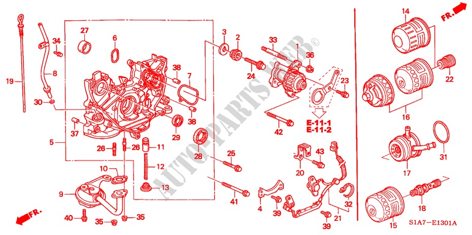 OIL PUMP/OIL STRAINER (1.8L/2.0L/2.2L) for Honda ACCORD TYPE R 4 Doors 5 speed manual 1999