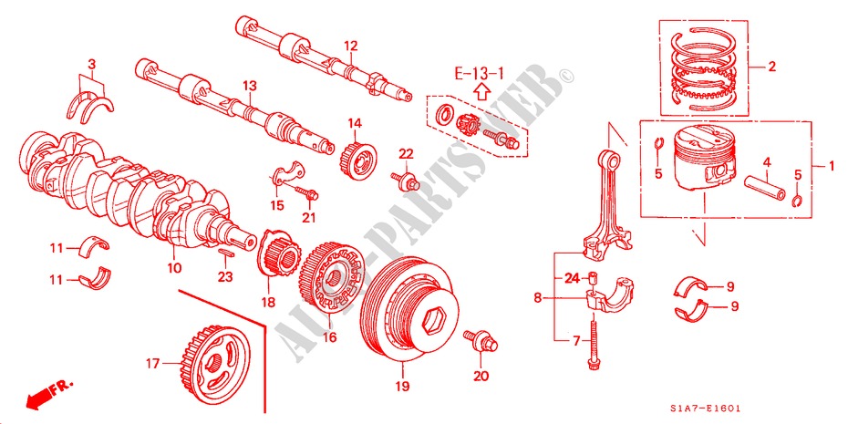 PISTON/CRANKSHAFT (1.8L/2.0L/2.2L) for Honda ACCORD 1.8ILS         7CV 4 Doors 5 speed manual 1999