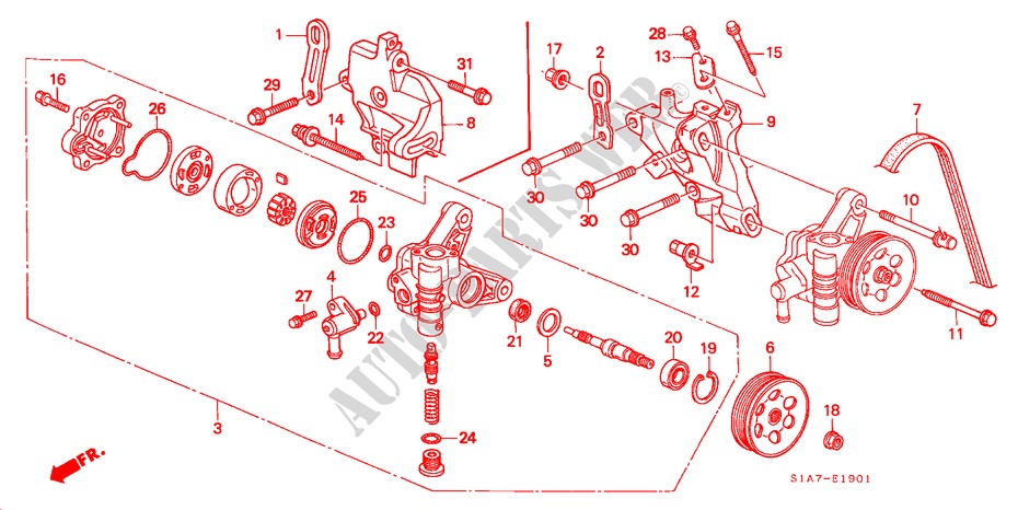 POWER STEERING PUMP/ BRACKET (1.8L/2.0L/2.2L) for Honda ACCORD 2.0ILS 4 Doors 5 speed manual 1999