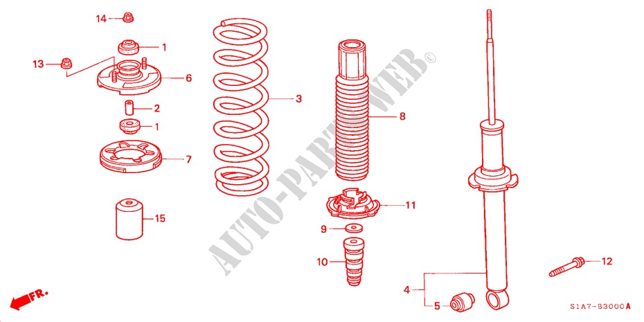 REAR SHOCK ABSORBER for Honda ACCORD 1.8ILS 4 Doors 4 speed automatic 1999