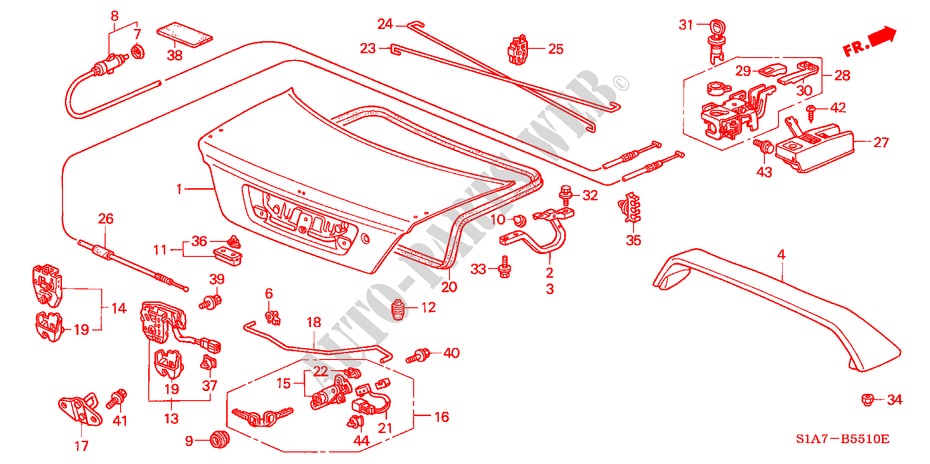 TRUNK LID for Honda ACCORD 1.8IS 4 Doors 4 speed automatic 1999