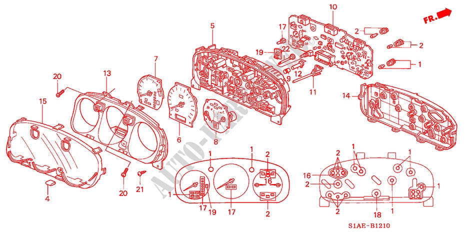 COMBINATION METER COMPONENTS for Honda ACCORD 2.0IES 4 Doors 5 speed manual 2000