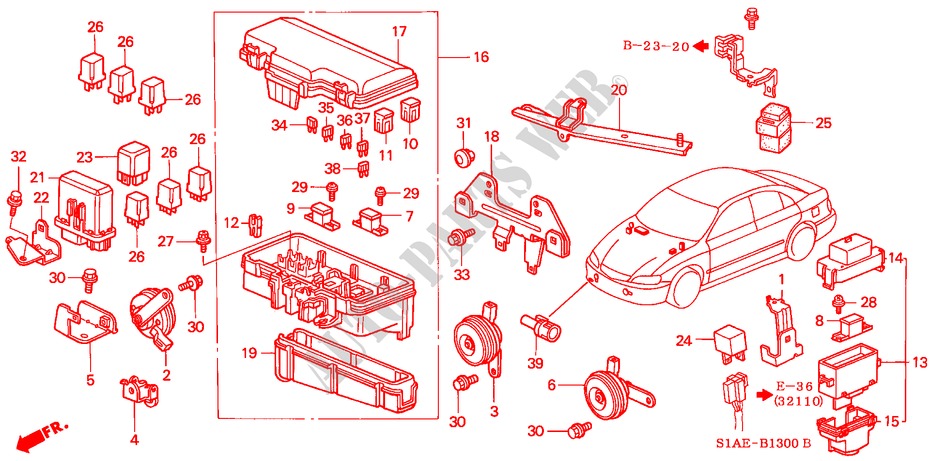 CONTROL UNIT (ENGINE ROOM) (LH) for Honda ACCORD 1.6ILS 4 Doors 5 speed manual 2000