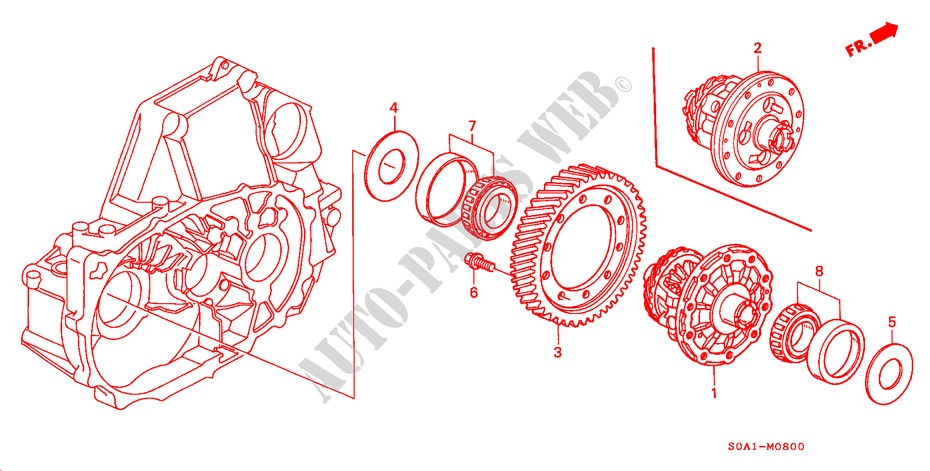 DIFFERENTIAL GEAR (1.8L/2.0L/2.2L/2.3L) for Honda ACCORD 2.0IES 4 Doors 5 speed manual 2000