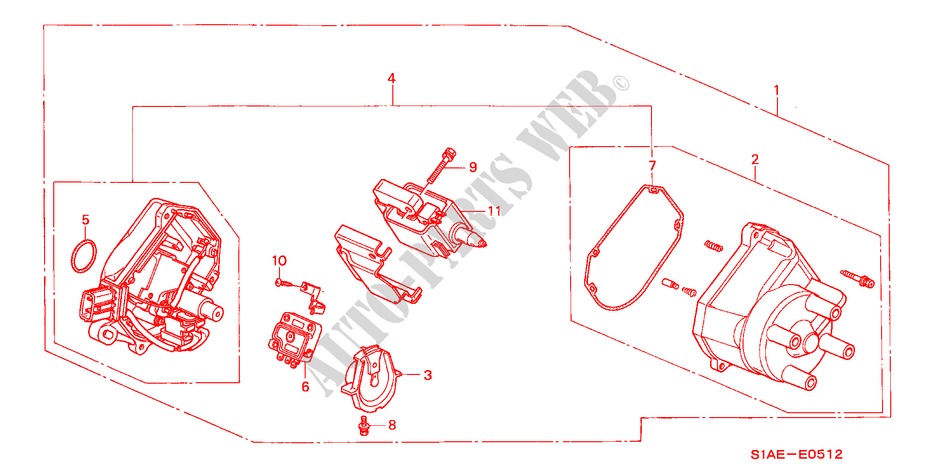 DISTRIBUTOR (HITACHI) for Honda ACCORD 1.8I         SPORT 4 Doors 5 speed manual 2001