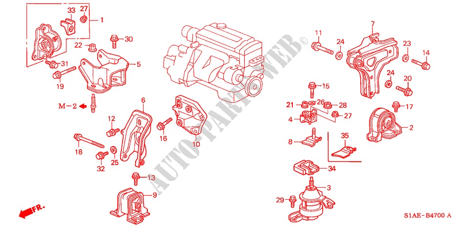 ENGINE MOUNTS (MT) (1.6L) for Honda ACCORD 1.6ISE 4 Doors 5 speed manual 2001