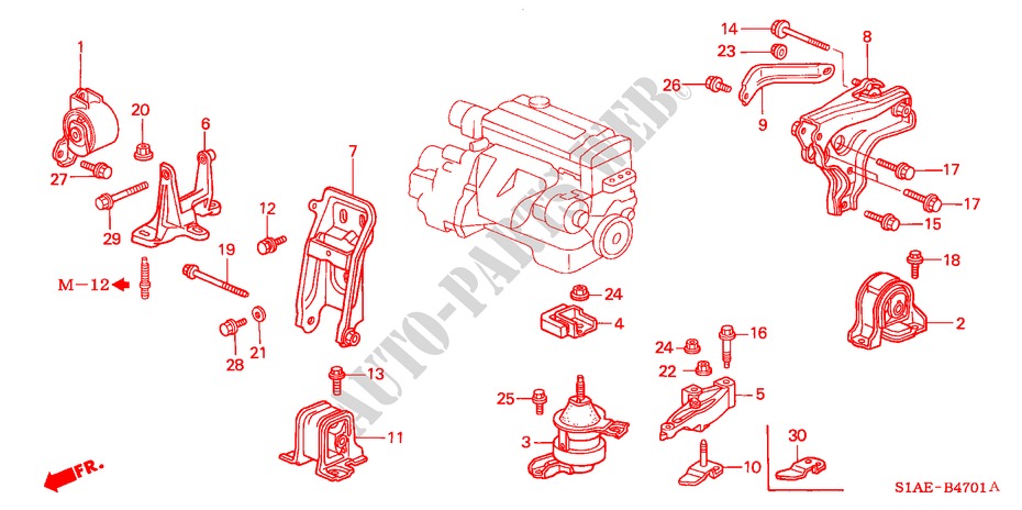 ENGINE MOUNTS (MT) (1.8L/2.0L/2.2L/2.3L) for Honda ACCORD 1.8ILS 4 Doors 5 speed manual 2001