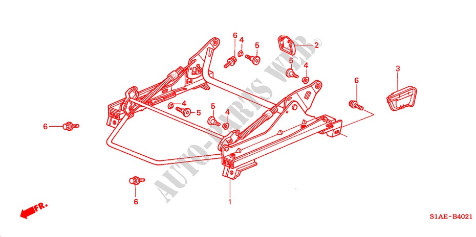 FRONT SEAT COMPONENTS (R.)(2) for Honda ACCORD 1.6ILS 4 Doors 5 speed manual 2000