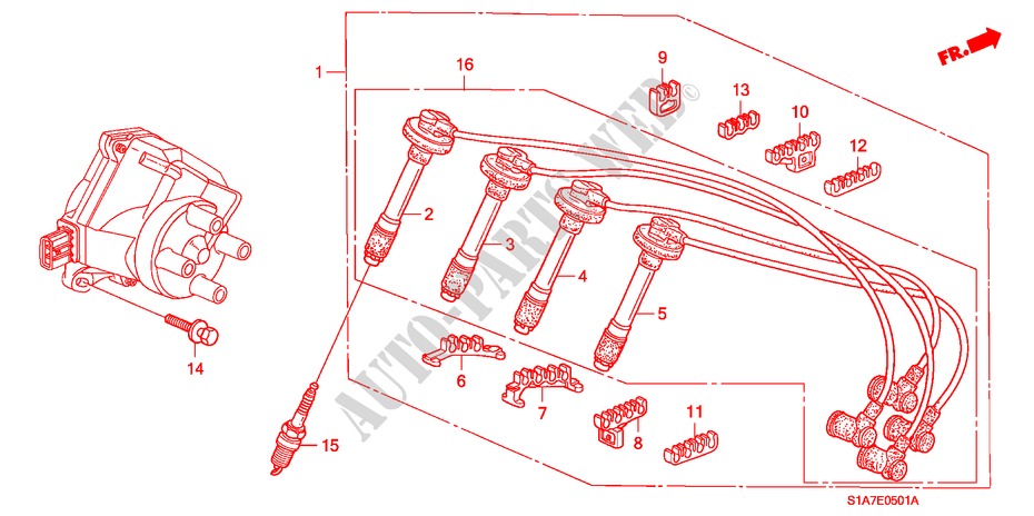 HIGH TENSION CORD/PLUG (1.8L/2.0L/2.2L/2.3L) for Honda ACCORD 1.8I         SPORT 4 Doors 5 speed manual 2001