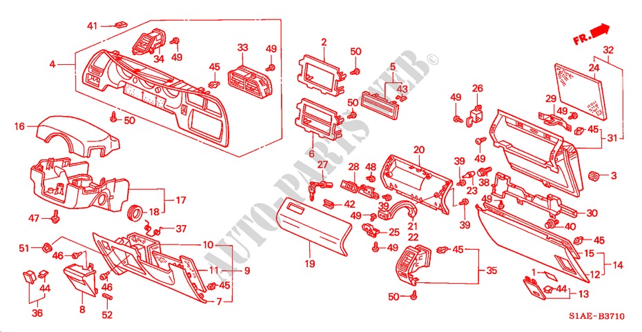 INSTRUMENT PANEL GARNISH (LH) for Honda ACCORD 1.6IS 4 Doors 5 speed manual 2000