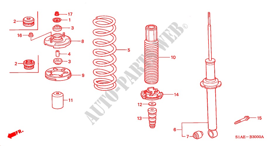 REAR SHOCK ABSORBER for Honda ACCORD 1.6ISE 4 Doors 5 speed manual 2001