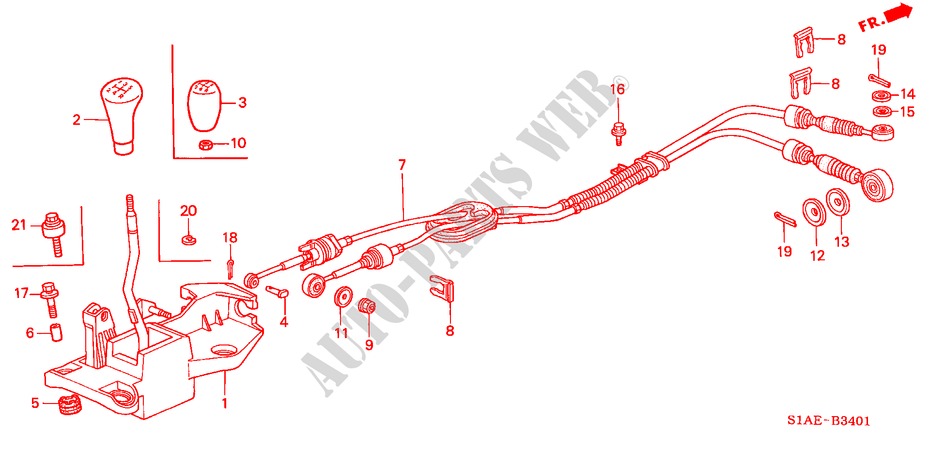 SHIFT LEVER (1.8L/2.0L/2.2L/2.3L) for Honda ACCORD 1.8I         SPORT 4 Doors 5 speed manual 2001