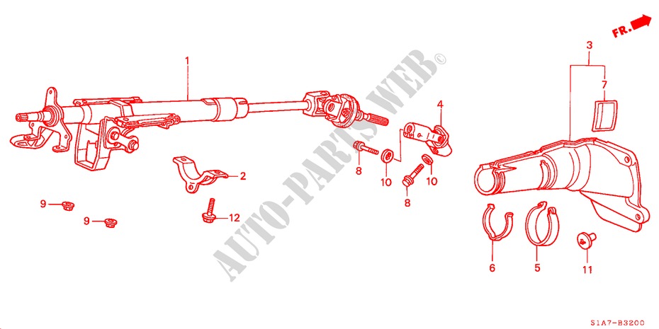 STEERING COLUMN for Honda ACCORD 1.8IS 4 Doors 4 speed automatic 2000