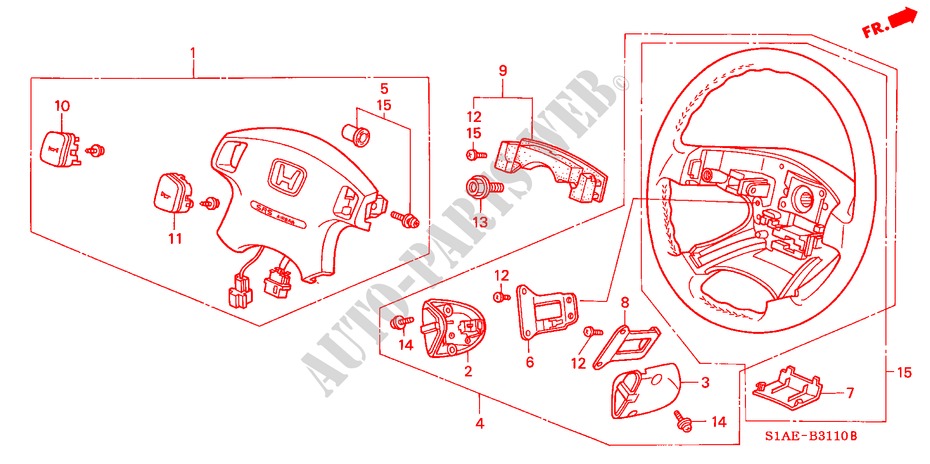 STEERING WHEEL (SRS) (1) for Honda ACCORD 1.6ISE 4 Doors 5 speed manual 2001