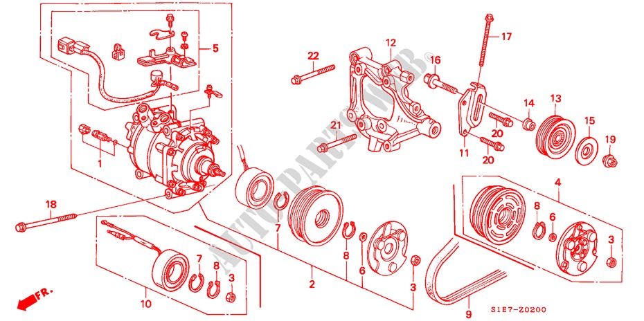 AIR CONDITIONER (KIT) (COMPRESSOR) (SOHC) for Honda CIVIC AERODECK 1.4I 5 Doors 5 speed manual 1998