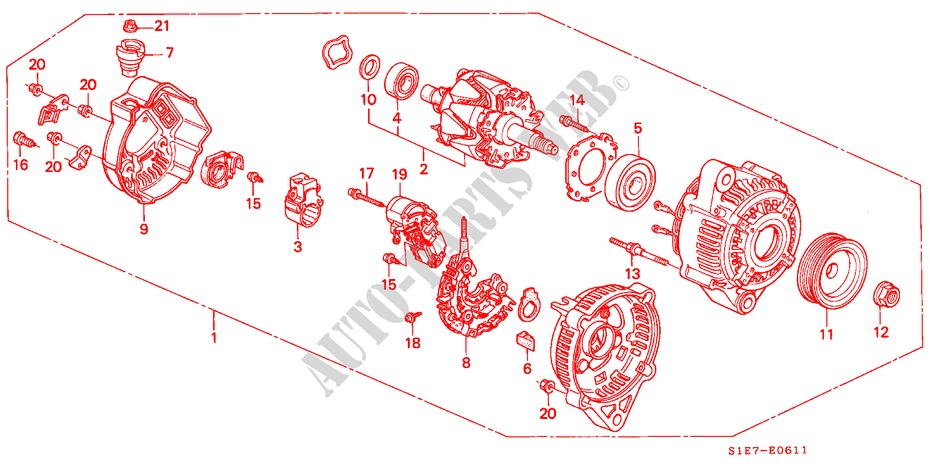 ALTERNATOR (DENSO) for Honda CIVIC AERODECK 1.8VTI 5 Doors 5 speed manual 1998