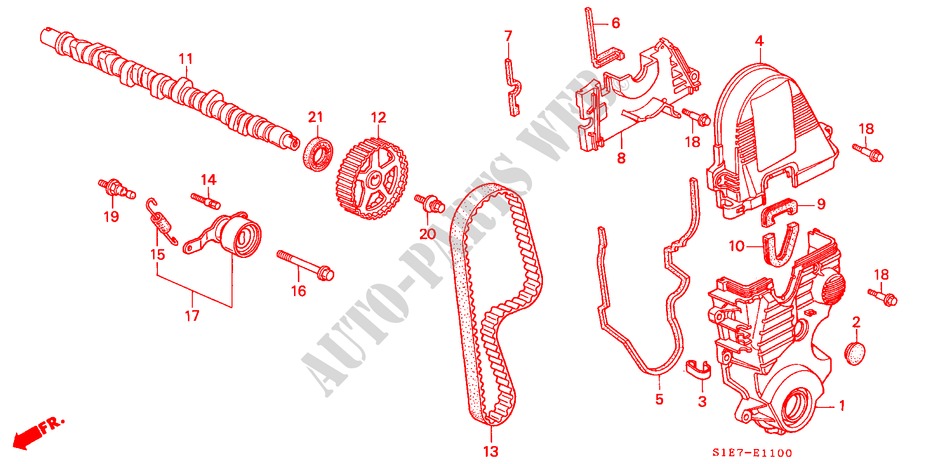 CAMSHAFT/TIMING BELT (SOHC) for Honda CIVIC AERODECK 1.6IES 5 Doors 5 speed manual 1998