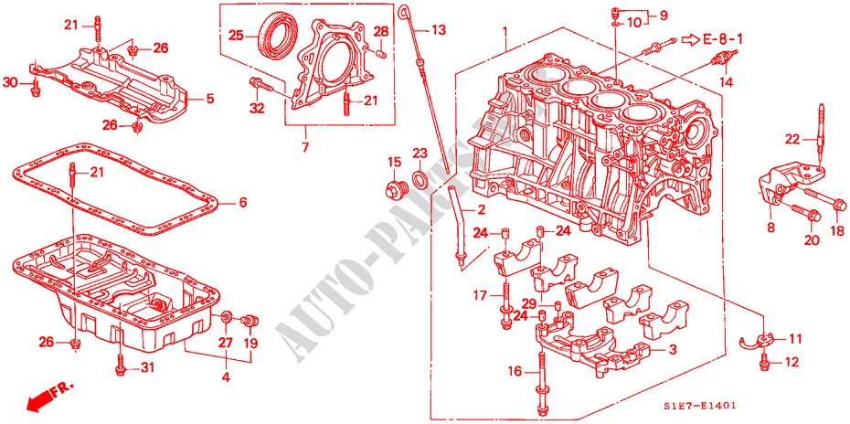CYLINDER BLOCK/OIL PAN (DOHC) for Honda CIVIC AERODECK 1.8VTI 5 Doors 5 speed manual 1998