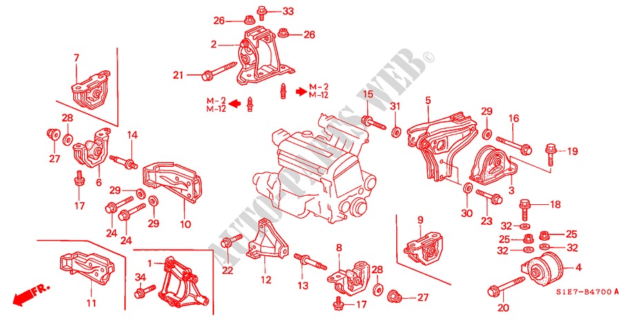 ENGINE MOUNTS (MT) for Honda CIVIC AERODECK VTI 5 Doors 5 speed manual 1999