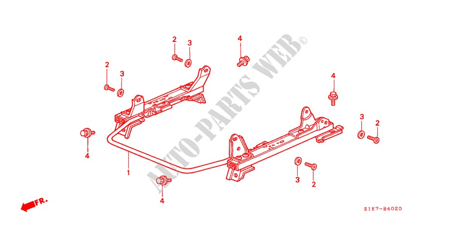 FRONT SEAT COMPONENTS (R.) (MANUAL SLIDE) for Honda CIVIC AERODECK 1.4IS 5 Doors 5 speed manual 1998