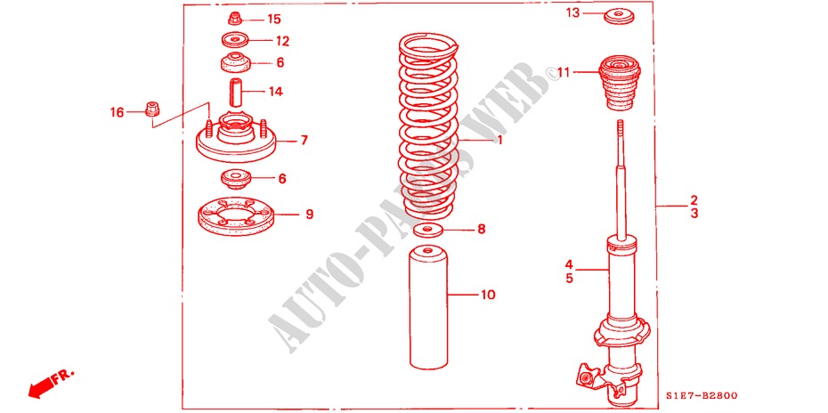 FRONT SHOCK ABSORBER for Honda CIVIC AERODECK 1.4IS 5 Doors 5 speed manual 1998
