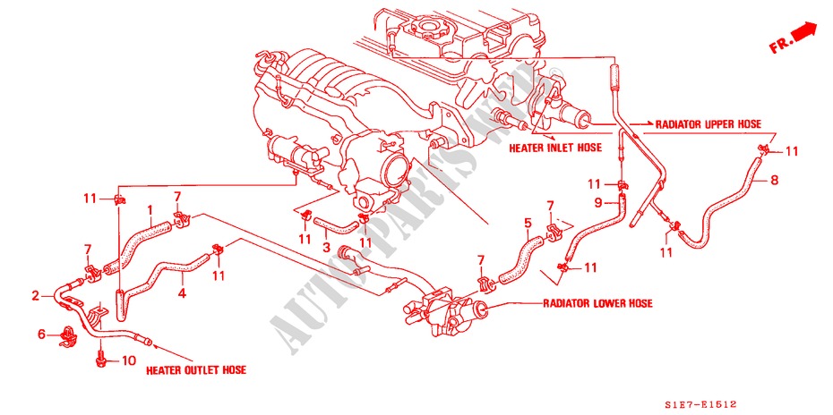 WATER HOSE (DOHC VTEC) for Honda CIVIC AERODECK 1.8VTI 5 Doors 5 speed manual 1998