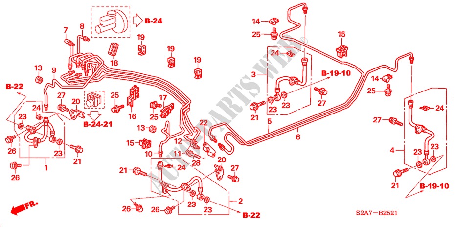 BRAKE LINES (VSA) (RH) for Honda S2000 S2000 2 Doors 6 speed manual 2007
