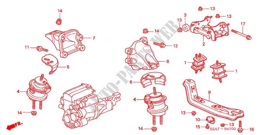 ENGINE MOUNTS for Honda S2000 S2000 2 Doors 6 speed manual 2000