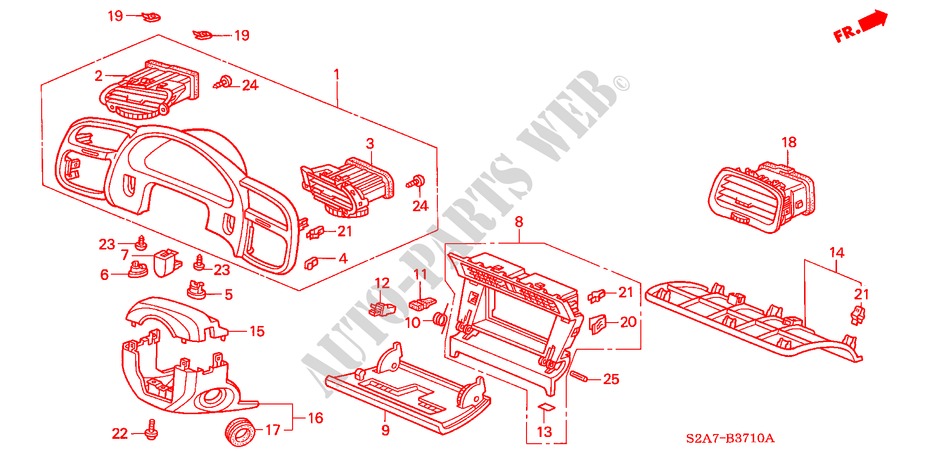 INSTRUMENT PANEL GARNISH (LH) for Honda S2000 S2000 2 Doors 6 speed manual 2004