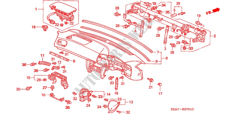 INSTRUMENT PANEL (RH) for Honda S2000 S2000 2 Doors 6 speed manual 2004