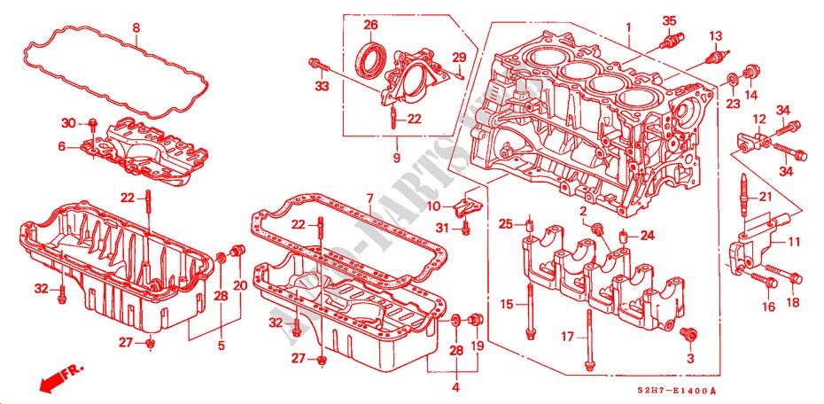 CYLINDER BLOCK/OIL PAN for Honda HR-V 4WD 3 Doors 5 speed manual 1999