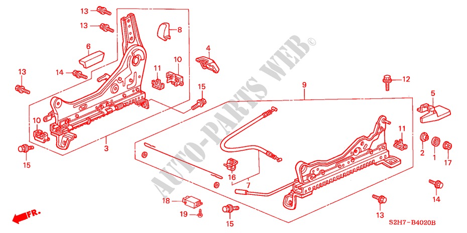FRONT SEAT COMPONENTS (R.) (1) for Honda HR-V HR-V 3 Doors 5 speed manual 2001