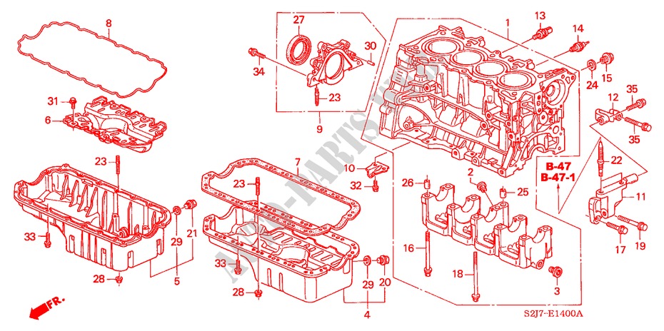 CYLINDER BLOCK/OIL PAN for Honda HR-V HYPER 3 Doors 5 speed manual 2003
