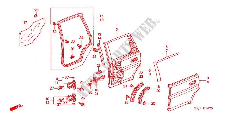 REAR DOOR PANELS (5 DOOR) for Honda HR-V 4WD 5 Doors 5 speed manual 2003