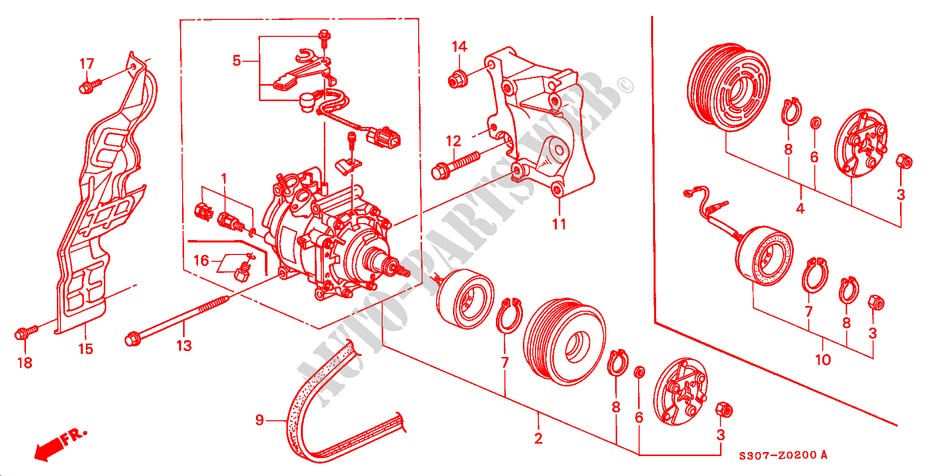 AIR CONDITIONER (COMPRESSOR) (KEIHIN) for Honda PRELUDE 2.0I 2 Doors 5 speed manual 1997